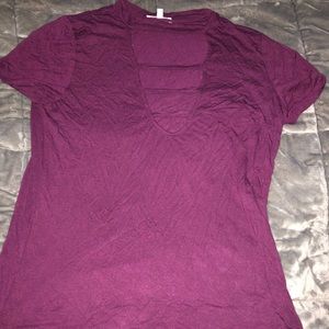 Plum Detailed Neck Tee